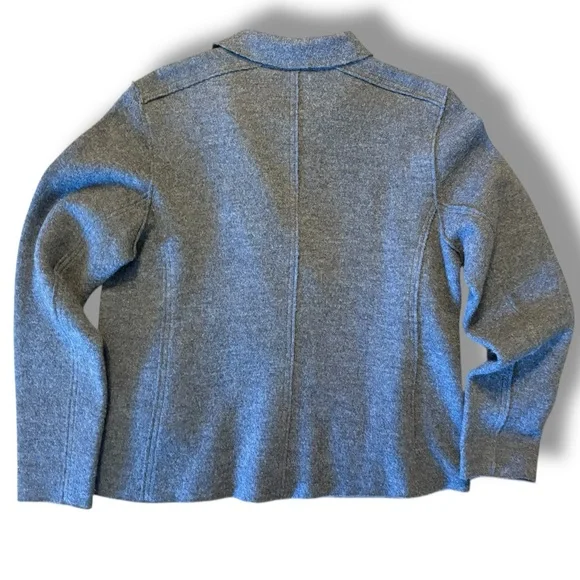 Eileen Fisher Wool Alpaca Herringbone Motorcycle Jacket Medium Moon Gray  Moto - Picture 12 of 12